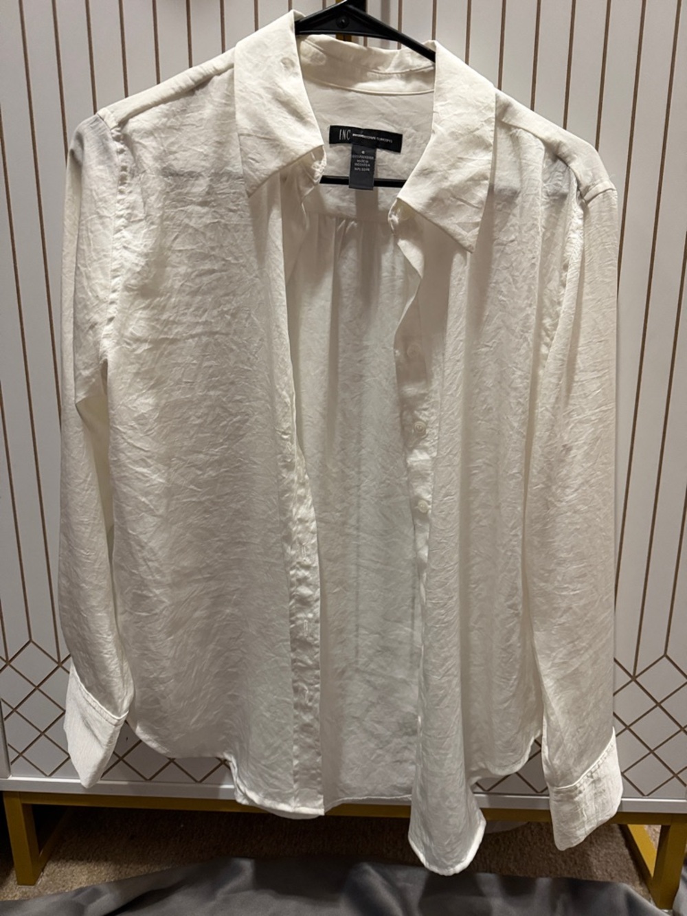 INC International Concepts Men's Off-White Button-Down Shirt